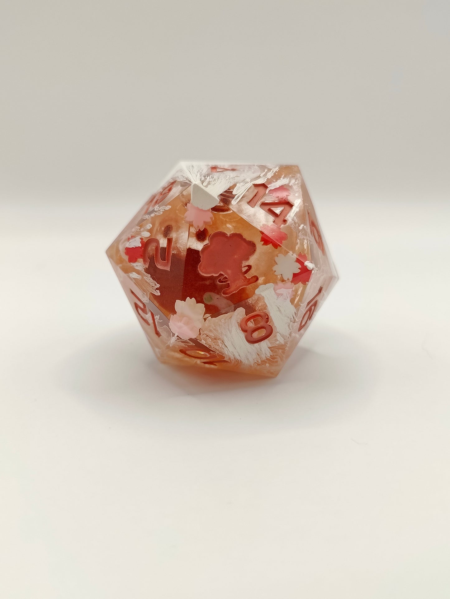 Handmade 40mm liquid core D20: Sakura falls