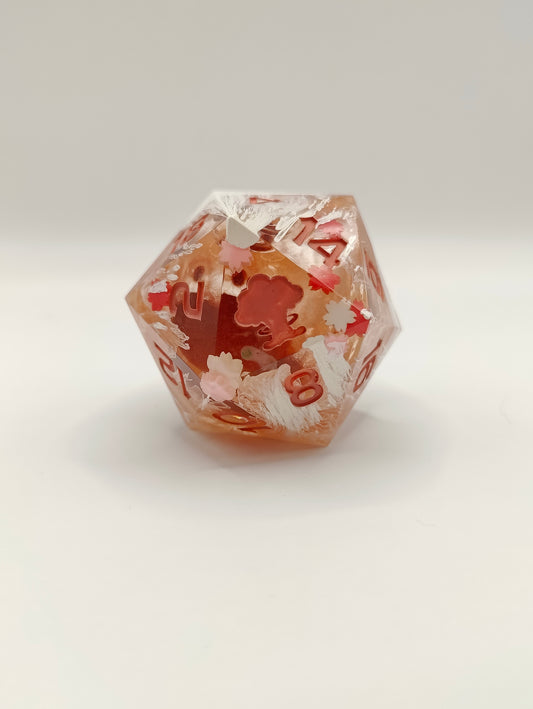 Handmade 40mm liquid core D20: Sakura falls