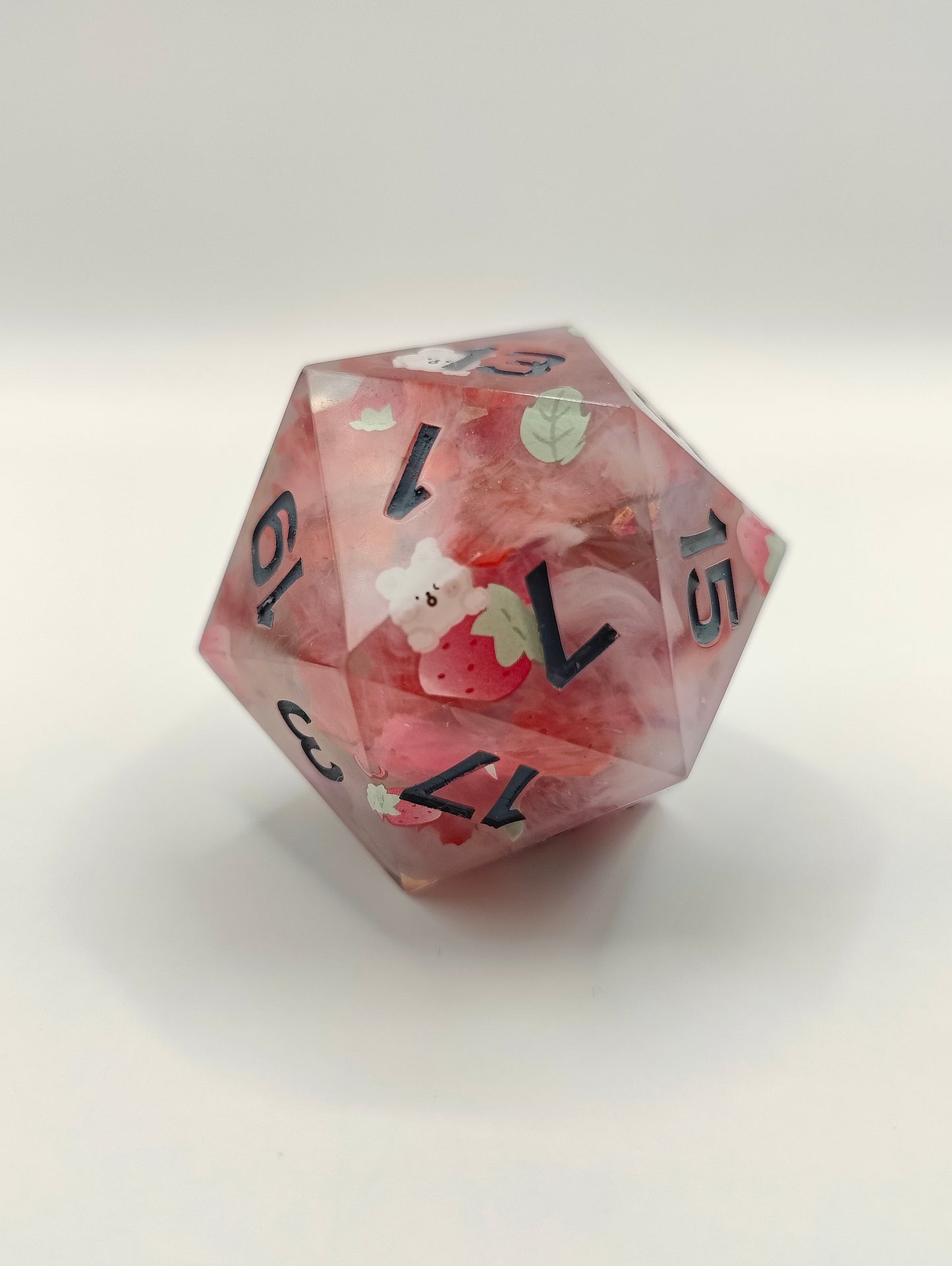 Handmade 40mm D20: Bunnies and Berries