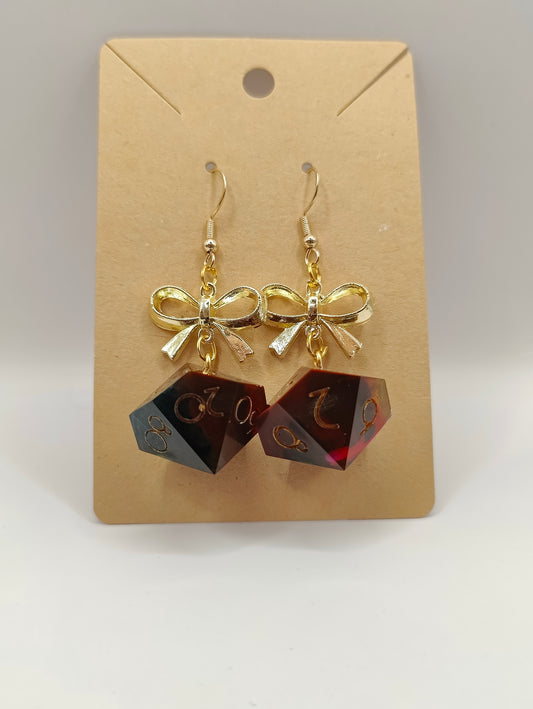 Handmade dangly D10/D% earrings: Rainbow prism
