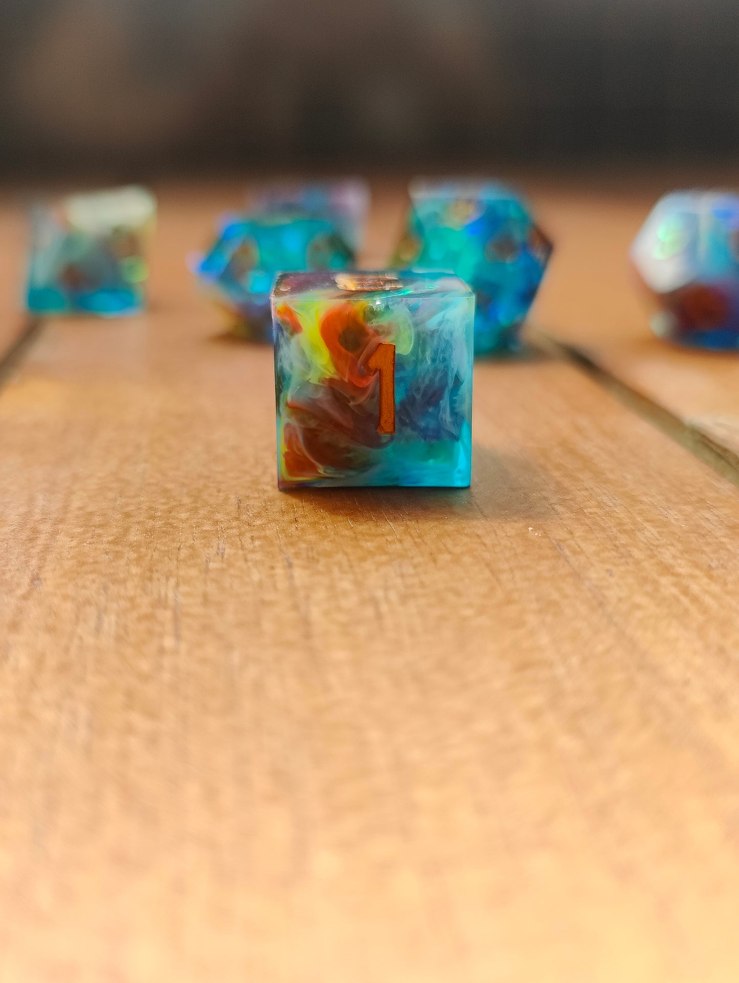 Handmade dice set: Rainbow Nebula