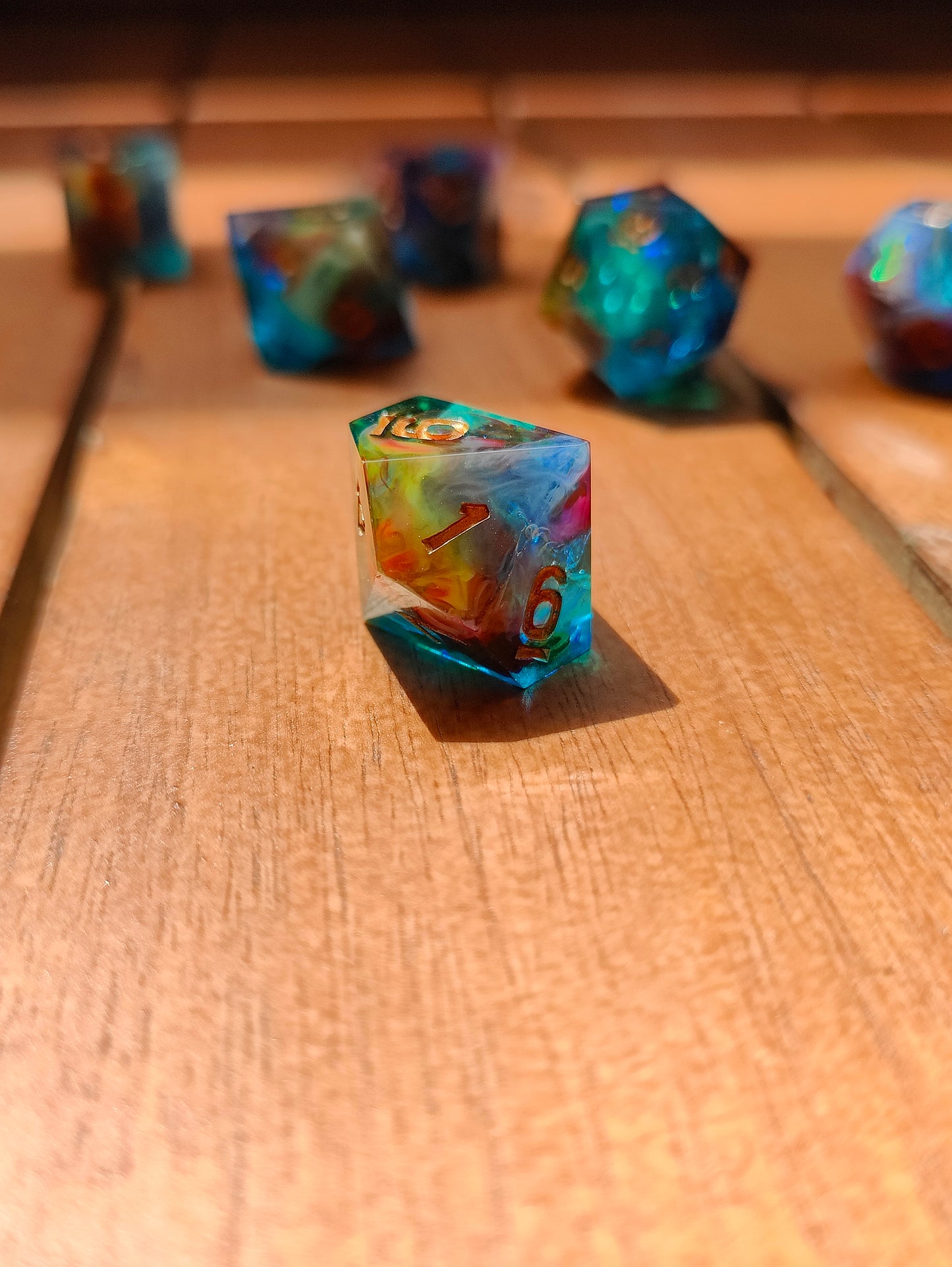 Handmade dice set: Rainbow Nebula