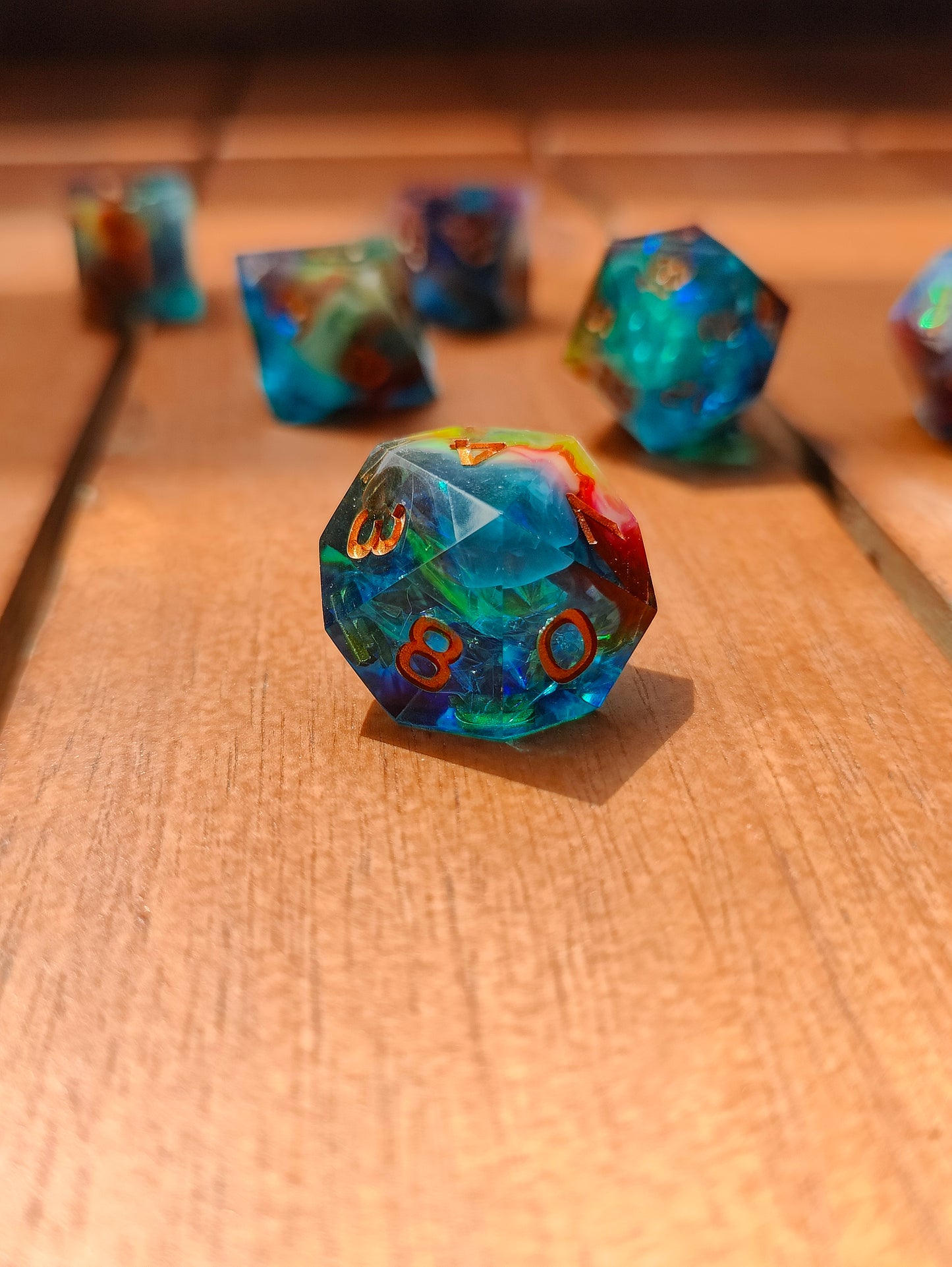 Handmade dice set: Rainbow Nebula