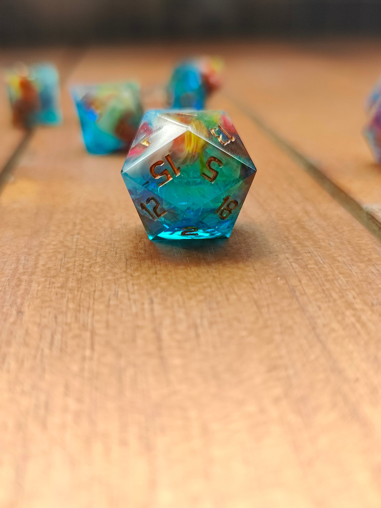 Handmade dice set: Rainbow Nebula