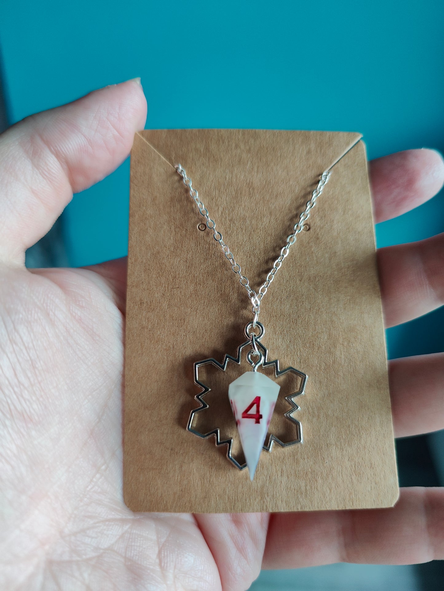 Handmade dice necklace: Snowflake