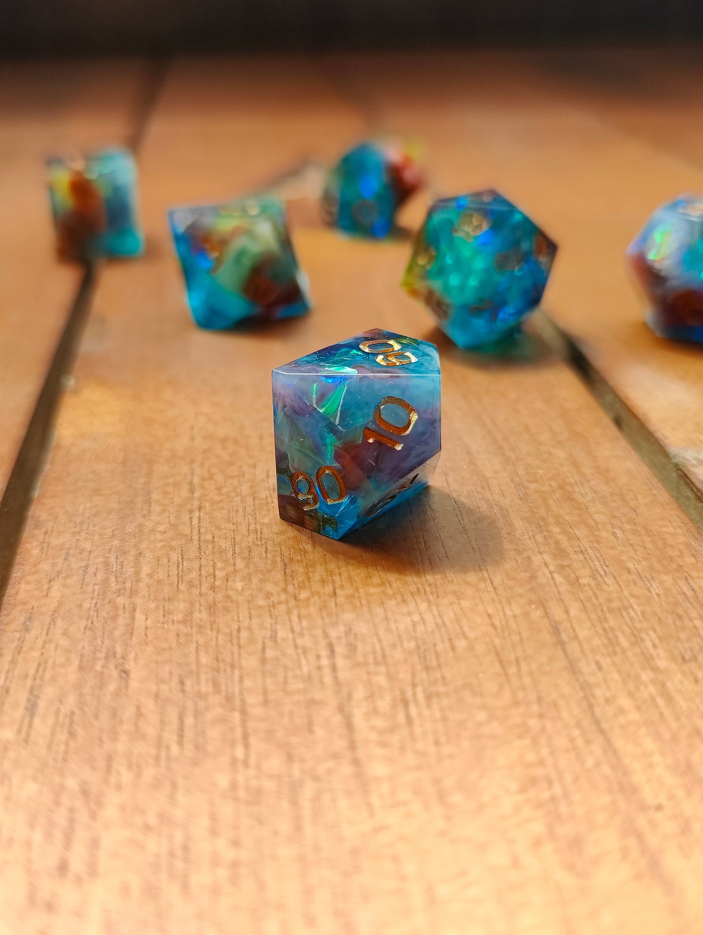 Handmade dice set: Rainbow Nebula