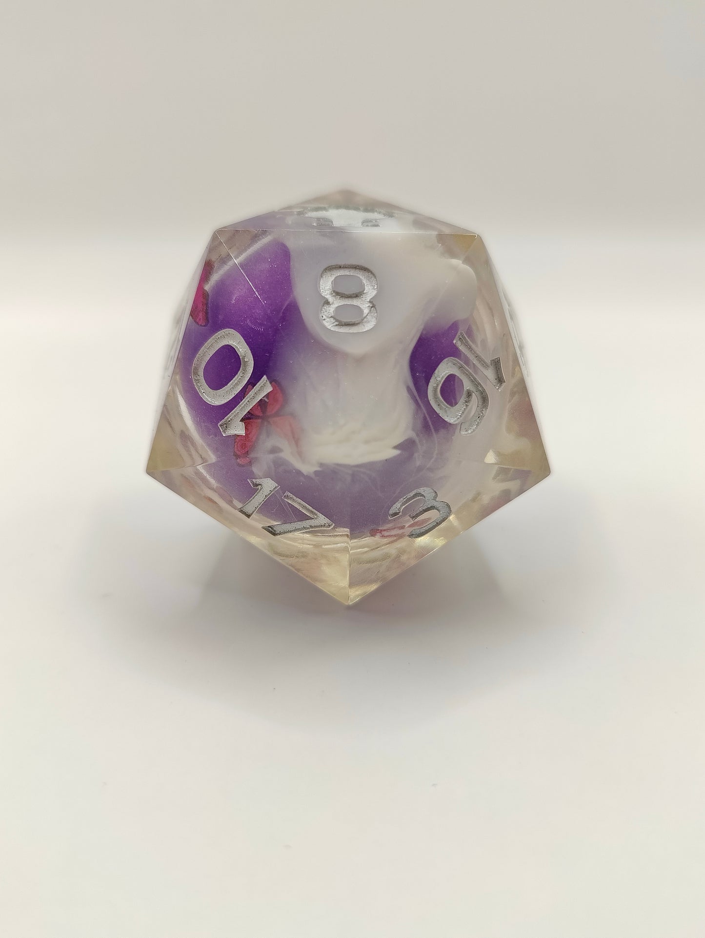 Handmade 40mm liquid core D20: Kaleidoscope of colors