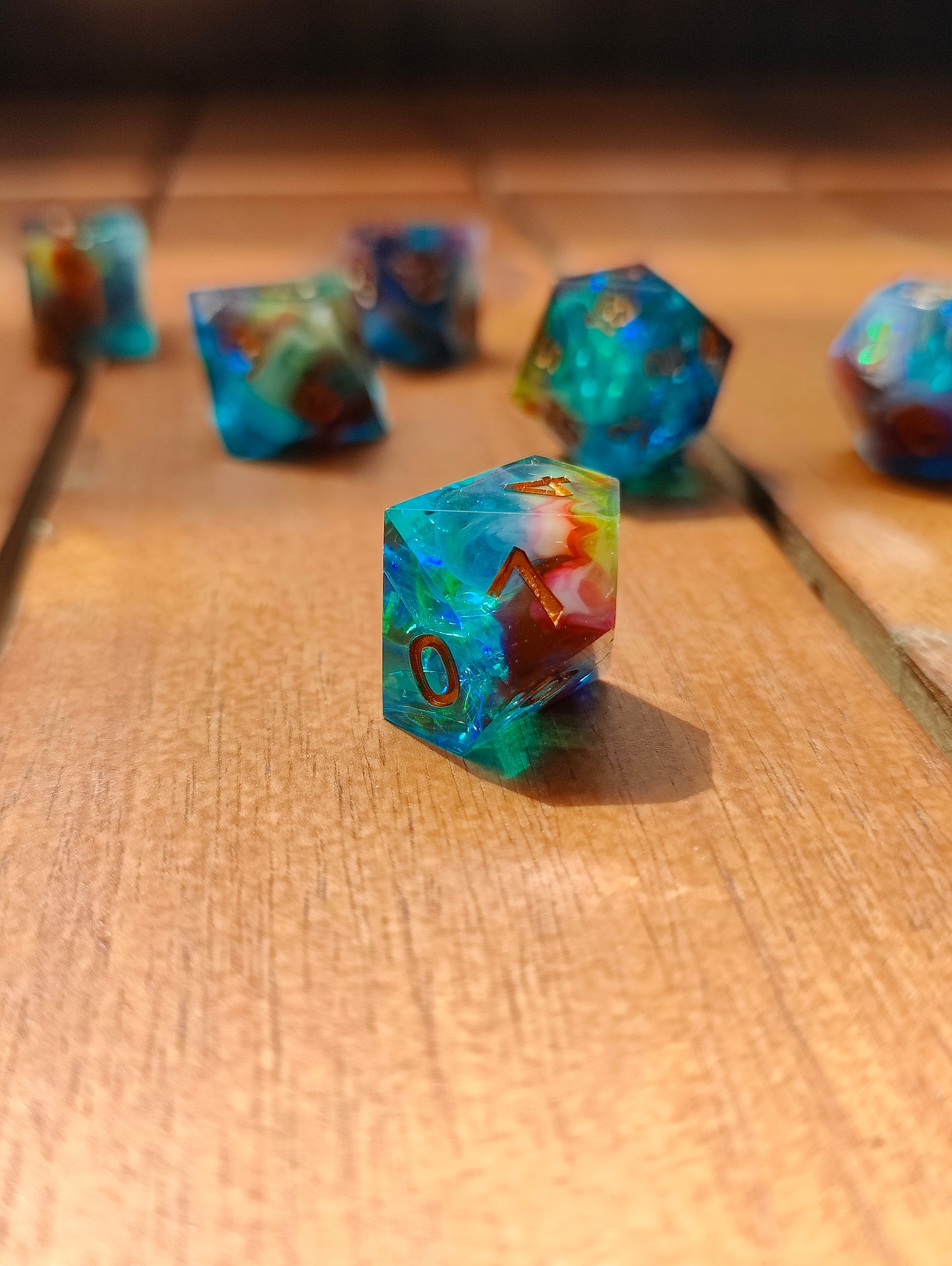 Handmade dice set: Rainbow Nebula