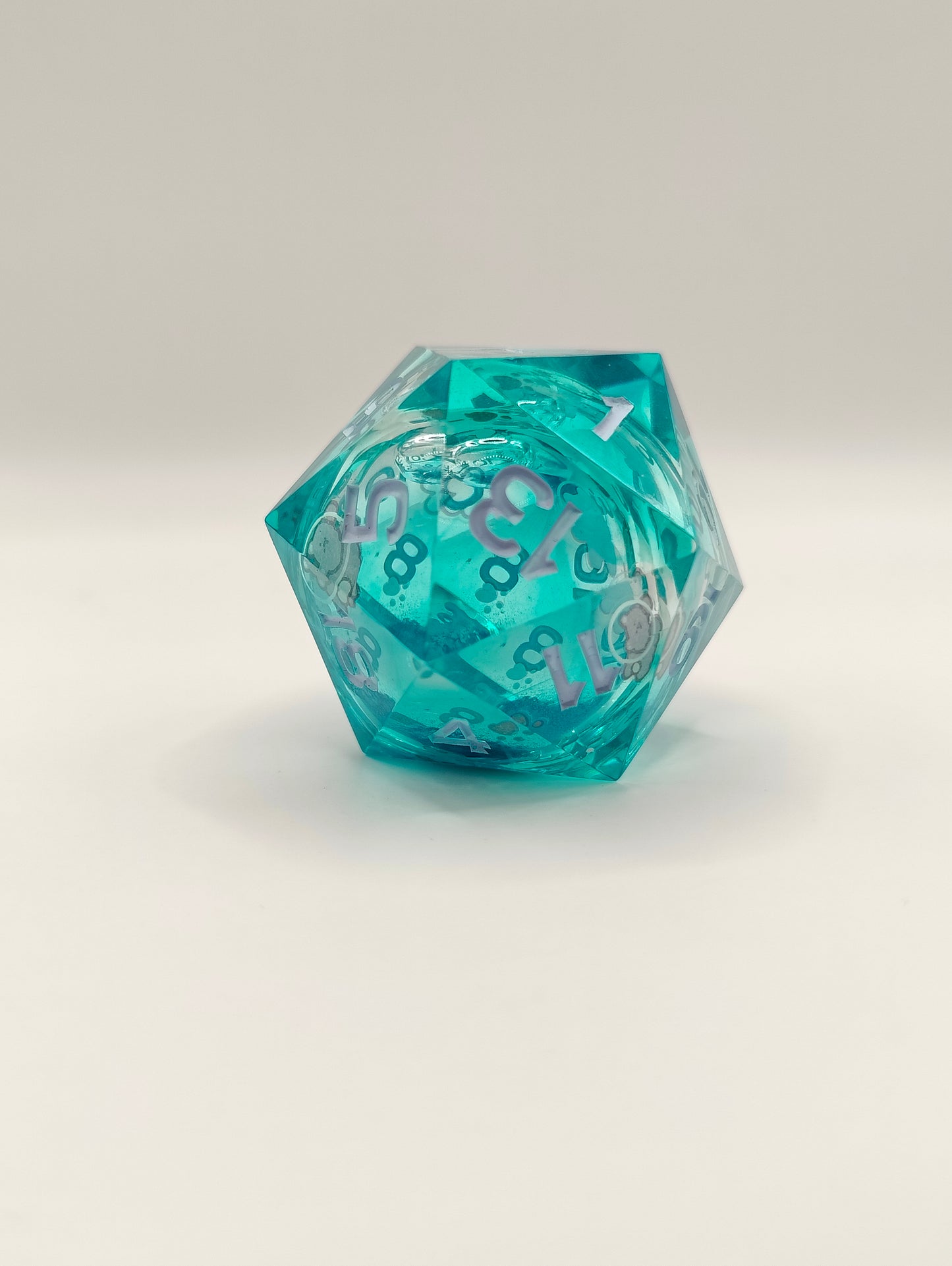 Handmade 40mm liquid core D20: Space kitties