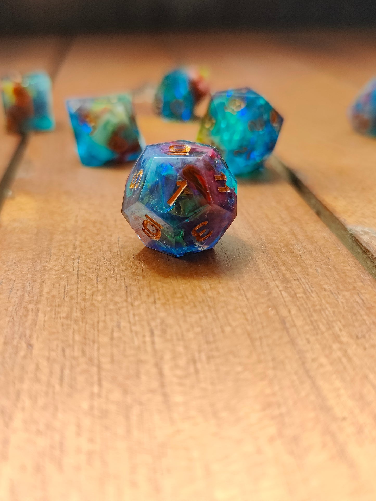 Handmade dice set: Rainbow Nebula