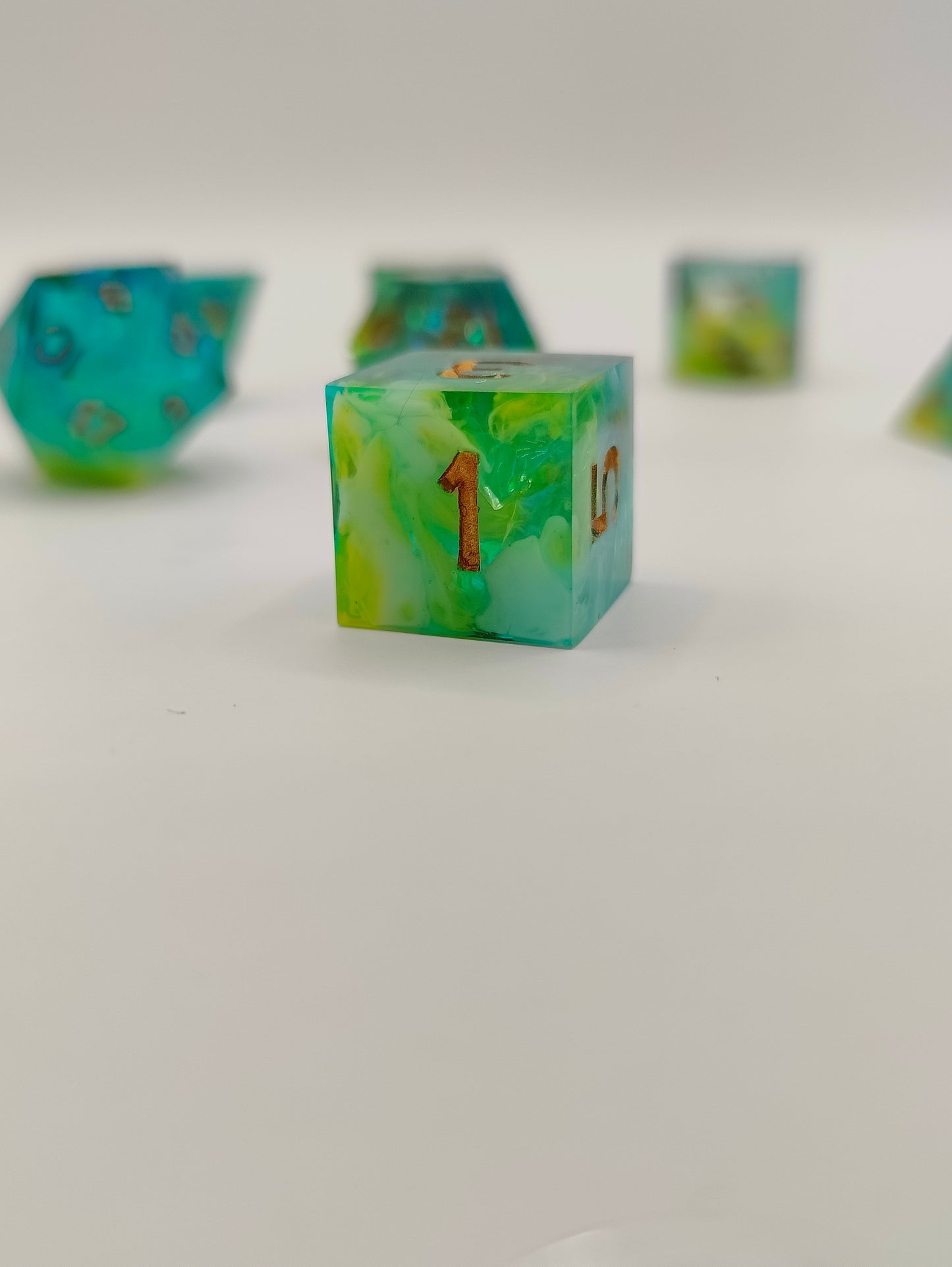 Handmade dice set: Aurora nebula