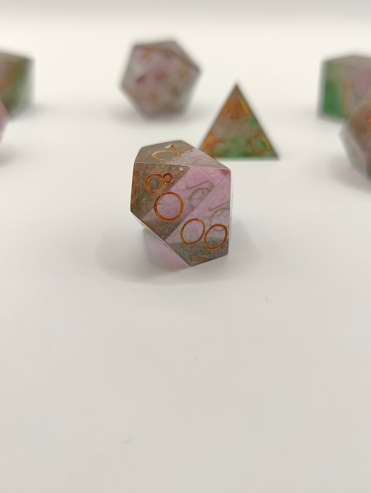 Handmade dice set: Watermelon sugar