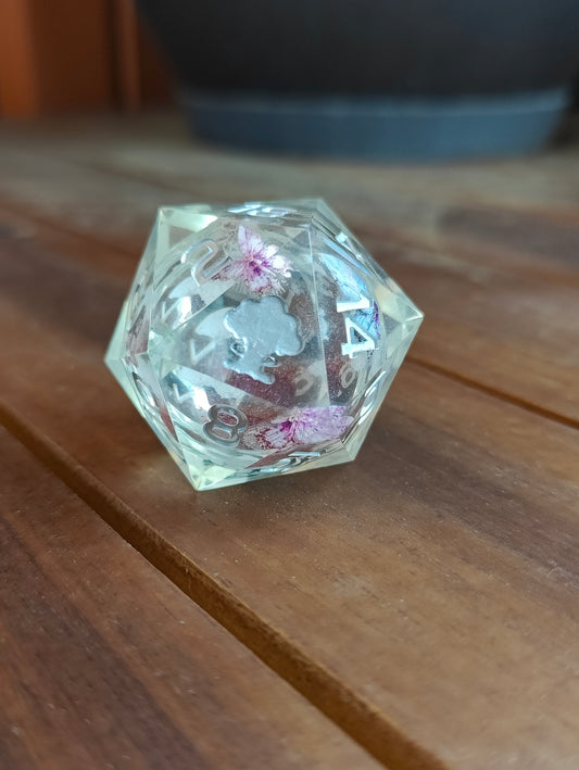 Handmade 40mm liquid core D20: Kaleidoscope of colors