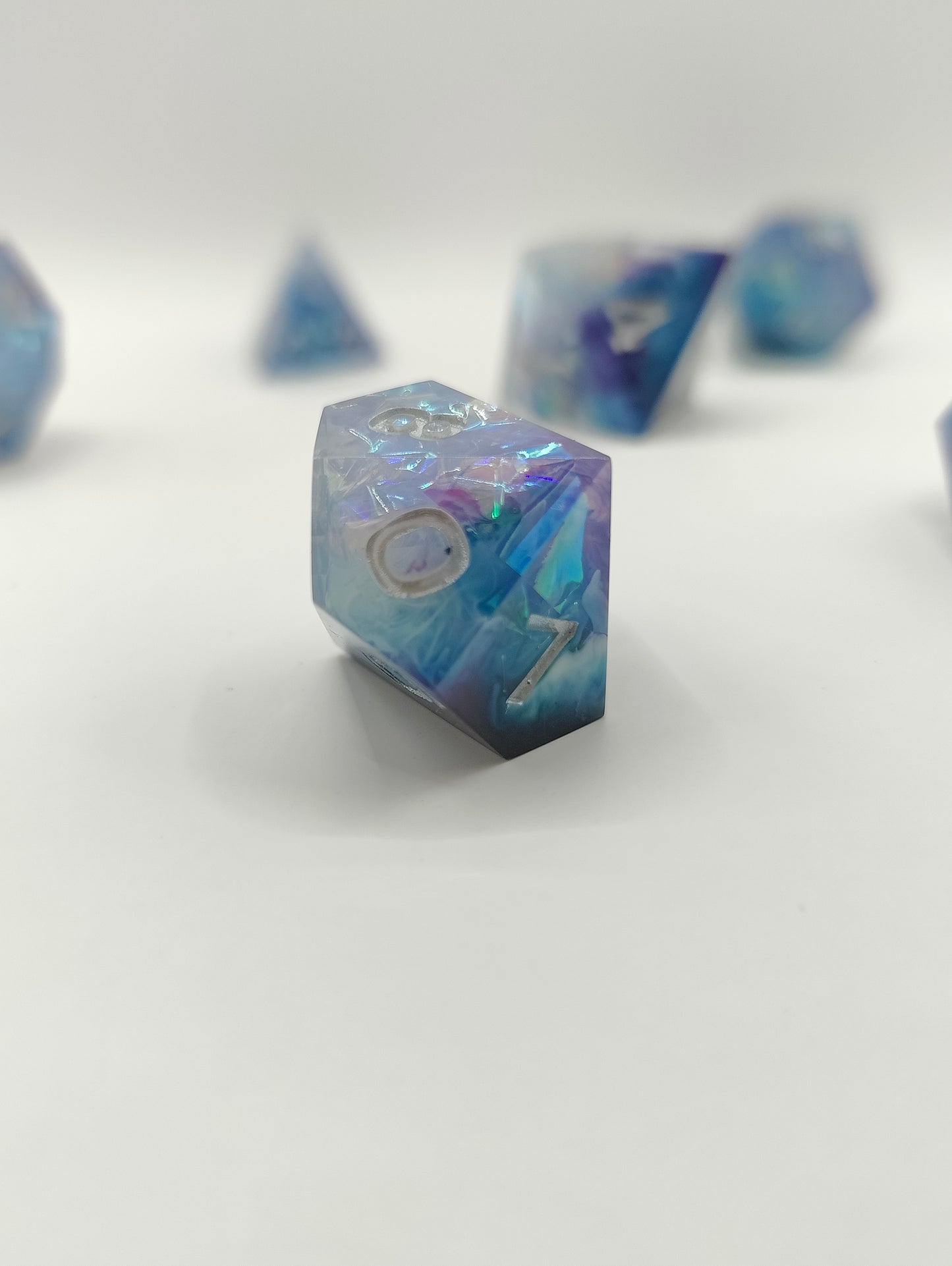 Handmade dice set: Galactic ice