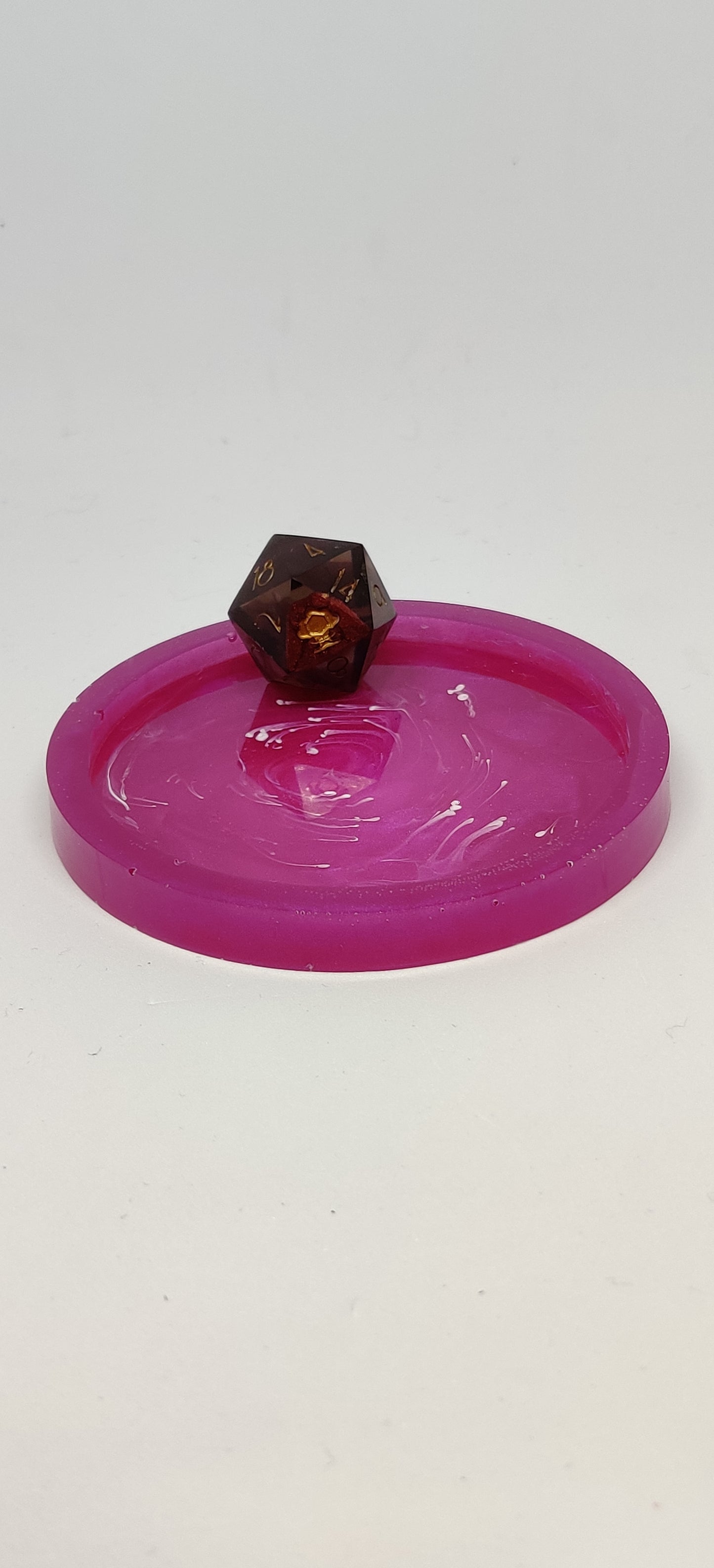 Handmade coaster/ mini dice tray: Pink/white