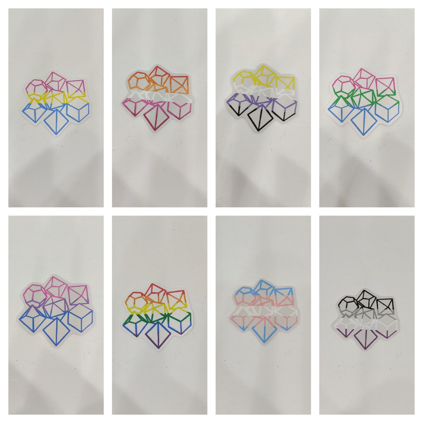 Dice pride stickers, different designs