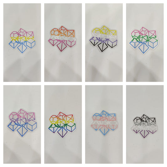 Dice pride stickers, different designs